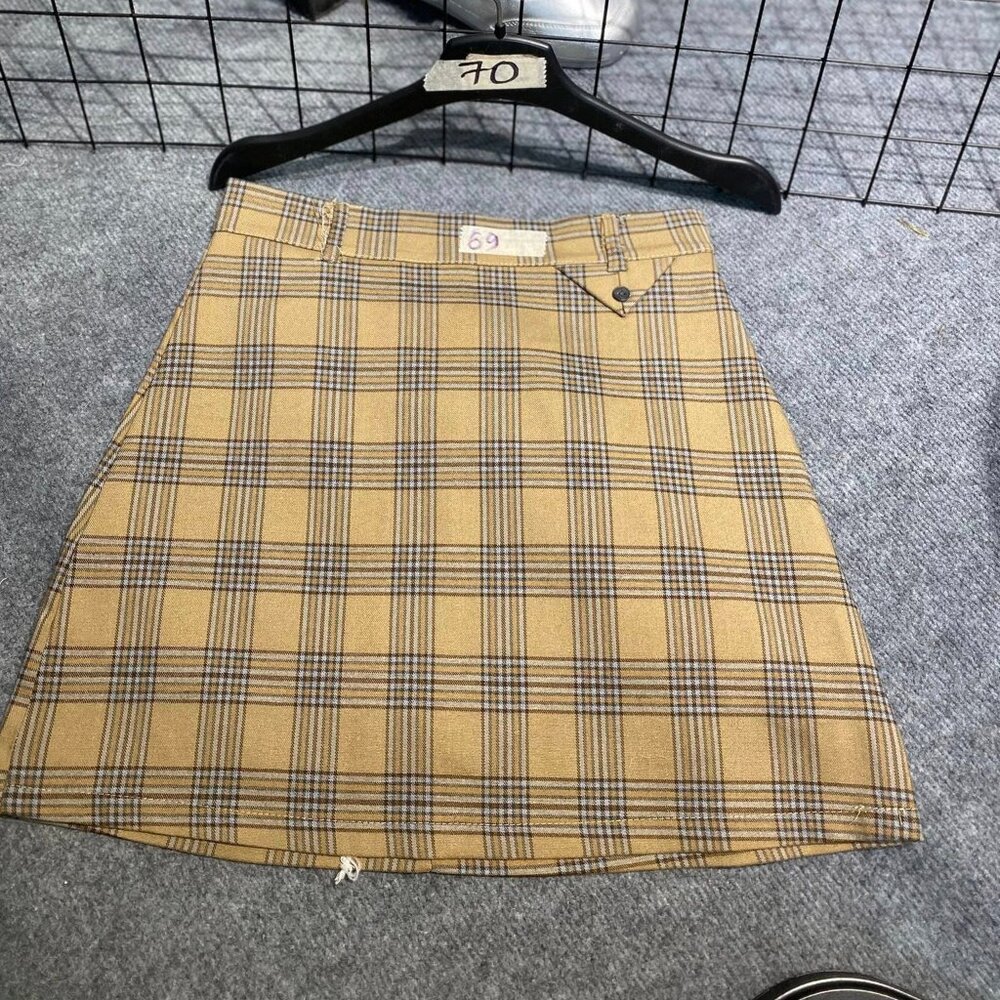 Plaid Mini Skirt Yellow Preppy A-Line